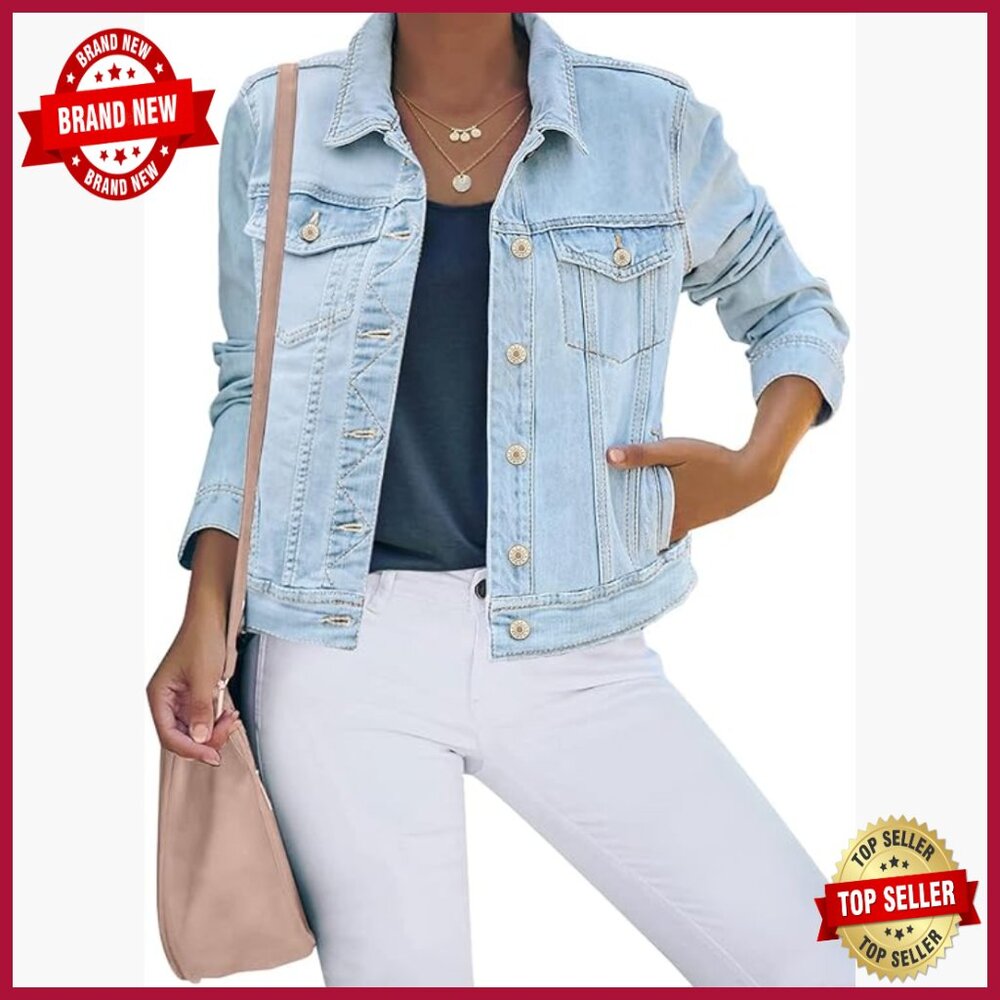 Stretch Denim Jacket Button Down Long Sleeve Fitt… - image 1